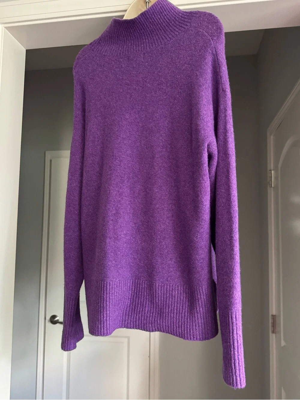 J. Crew Super Soft Medium Purple Mock Oversized Turtleneck Sweater Wool Blend